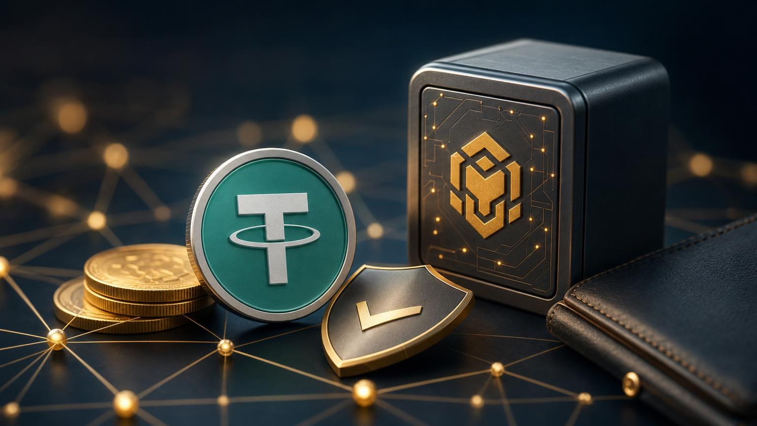 Écran de portefeuille affichant un transfert d’USDT BEP-20 sur BNB Chain avec vérification du réseau, du contrat et de l’adresse